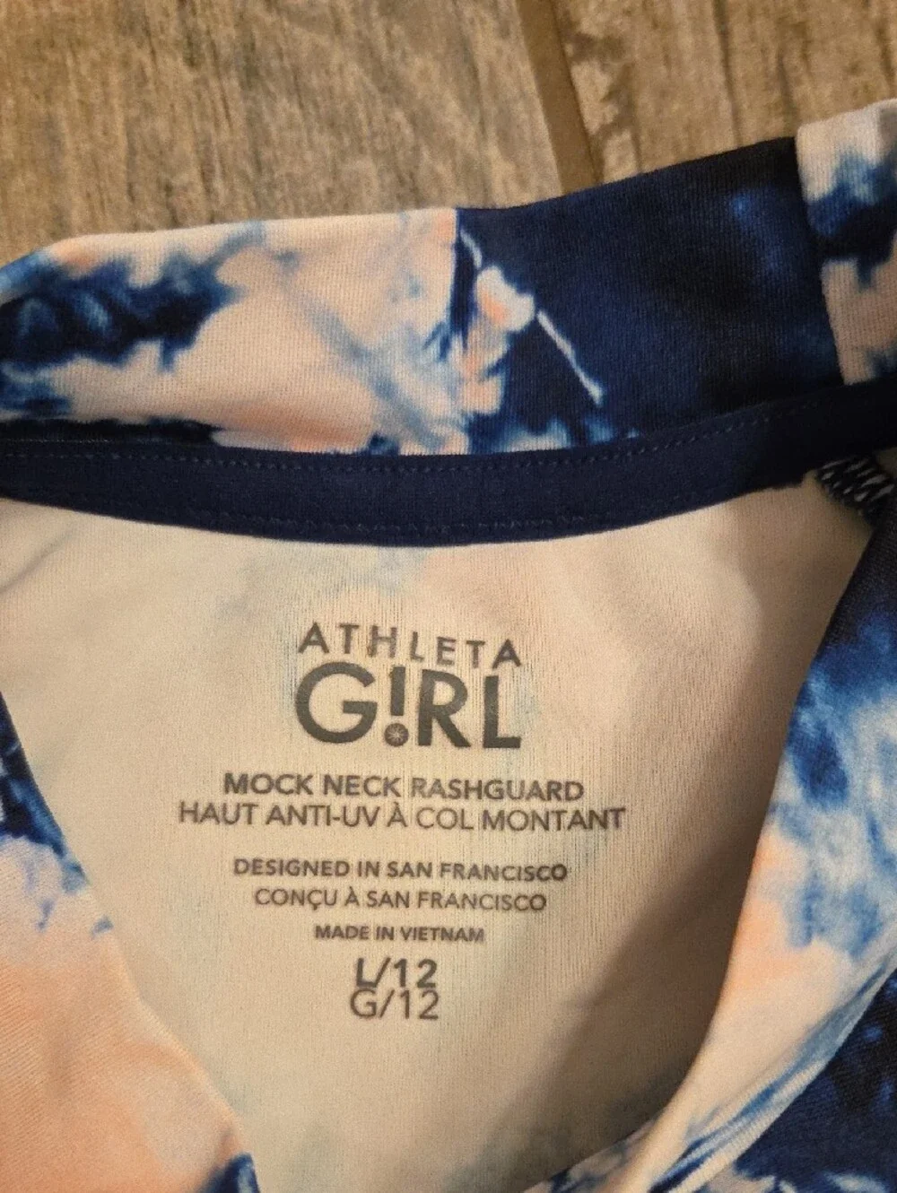 Athleta Kids Navy & Peach Tie-Dye Short Sleeve Tee